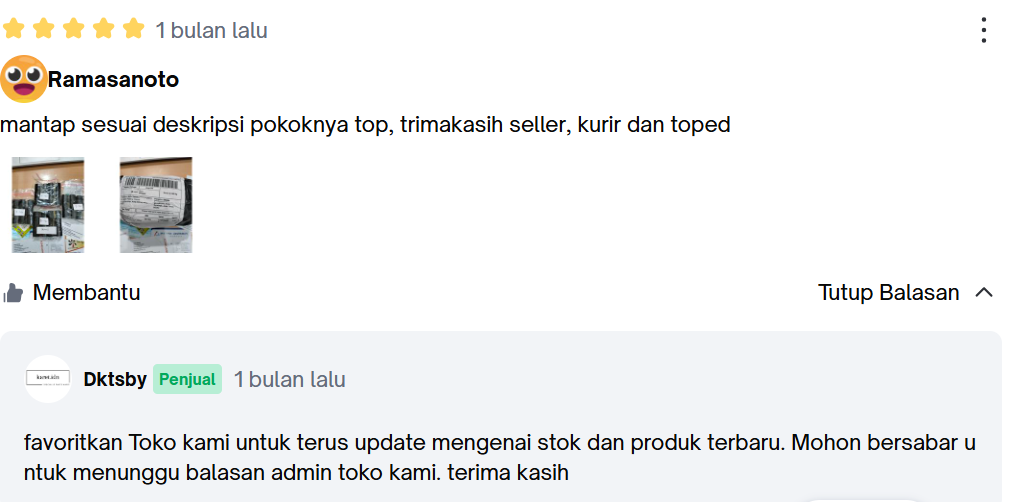 Ulasan Tokopedia Pembeli X